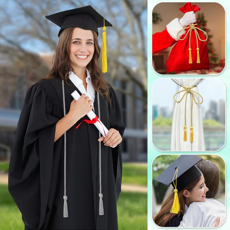 GHGMAO Silver Graduation Cord, Graduation Honor Cords for Class of 2025, Rayon Braided Grad Cord with Tassels, 68" Long Polyester Yarn Honor Ropes for Bachelor, Master, Doctoral - Image 5